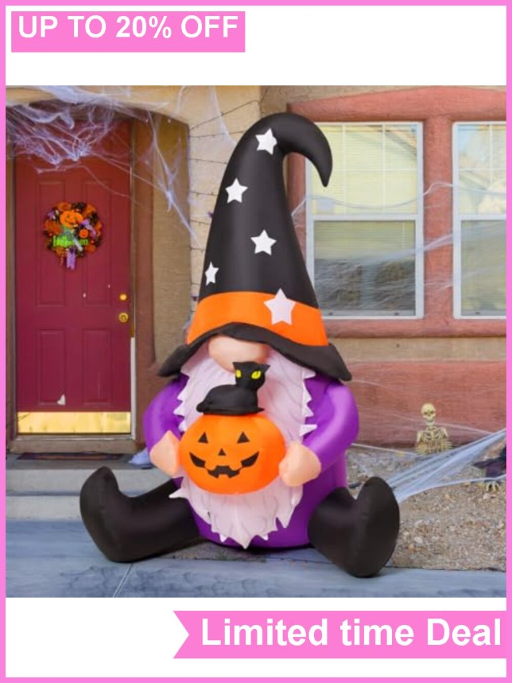 5FT Halloween Inflatable Gnome with Pumpkin Blow Up Yard Decor LED Lighted - Picture 3 of 6